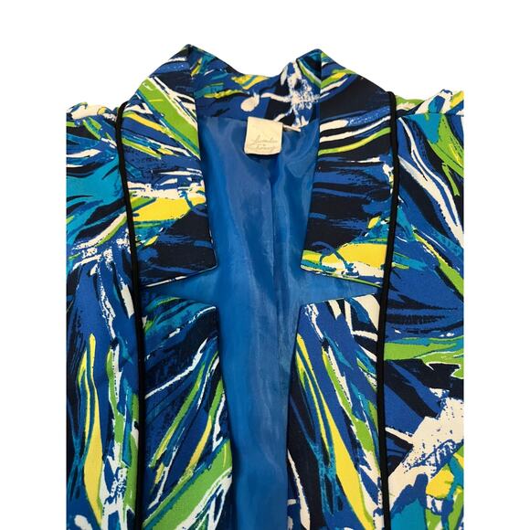 LAVENDER & HONEY 3/4 SLV OPEN-FRONT BLAZER/JACKET, WOMENS, 3X, BLUE YELLOW WHITE - Picture 5 of 12